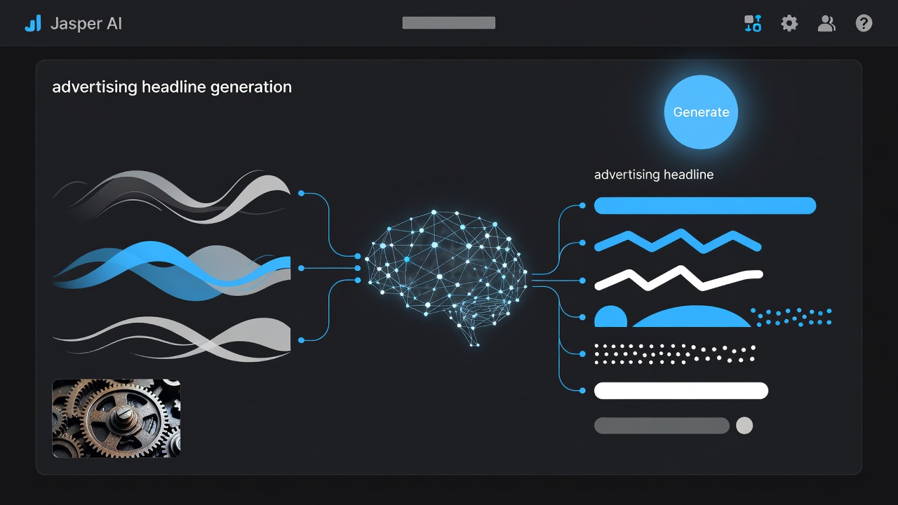 Jasper AI Copywriting Platform Dashboard showing advertising headline generation